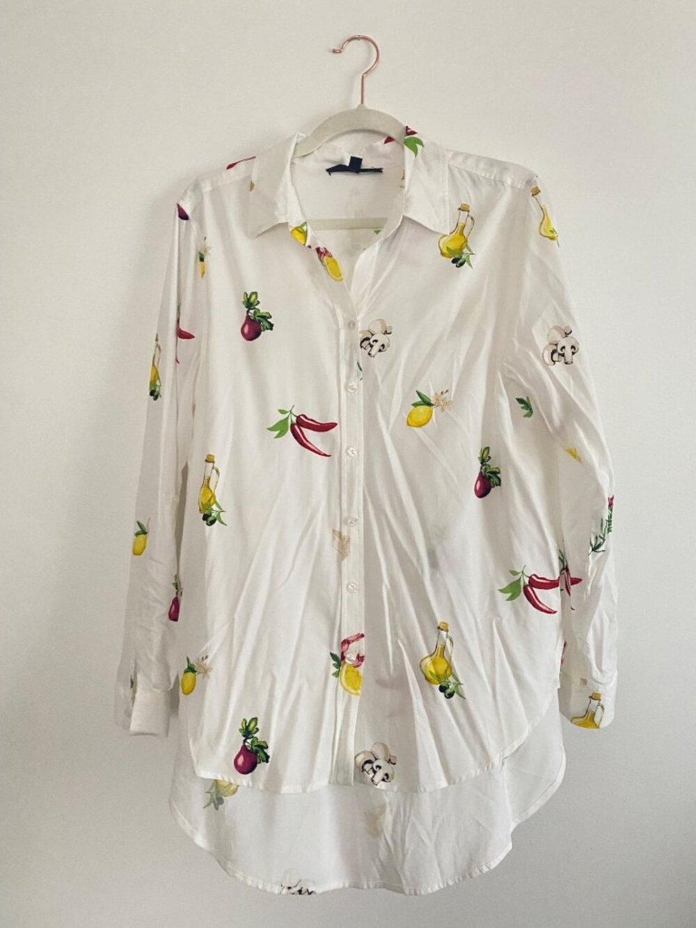 Jane & Delancey Vegetable & Oil Print Button-Down Women’s Blouse Size M